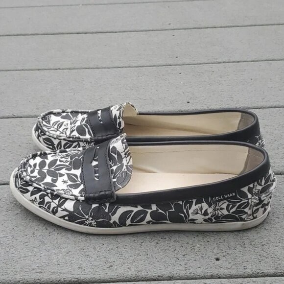 Cole Haan Pinch Weekender Floral Canvas Penny Loafer Shoes | Cole Haan Slip Ons - Picture 5 of 10